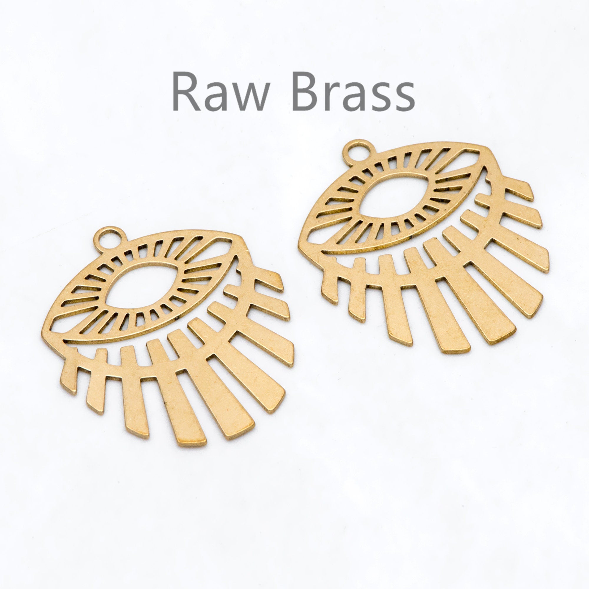 10pcs Raw Brass Evil Eye Charm Pendants, Brass Findings Wholesale (RB-292)